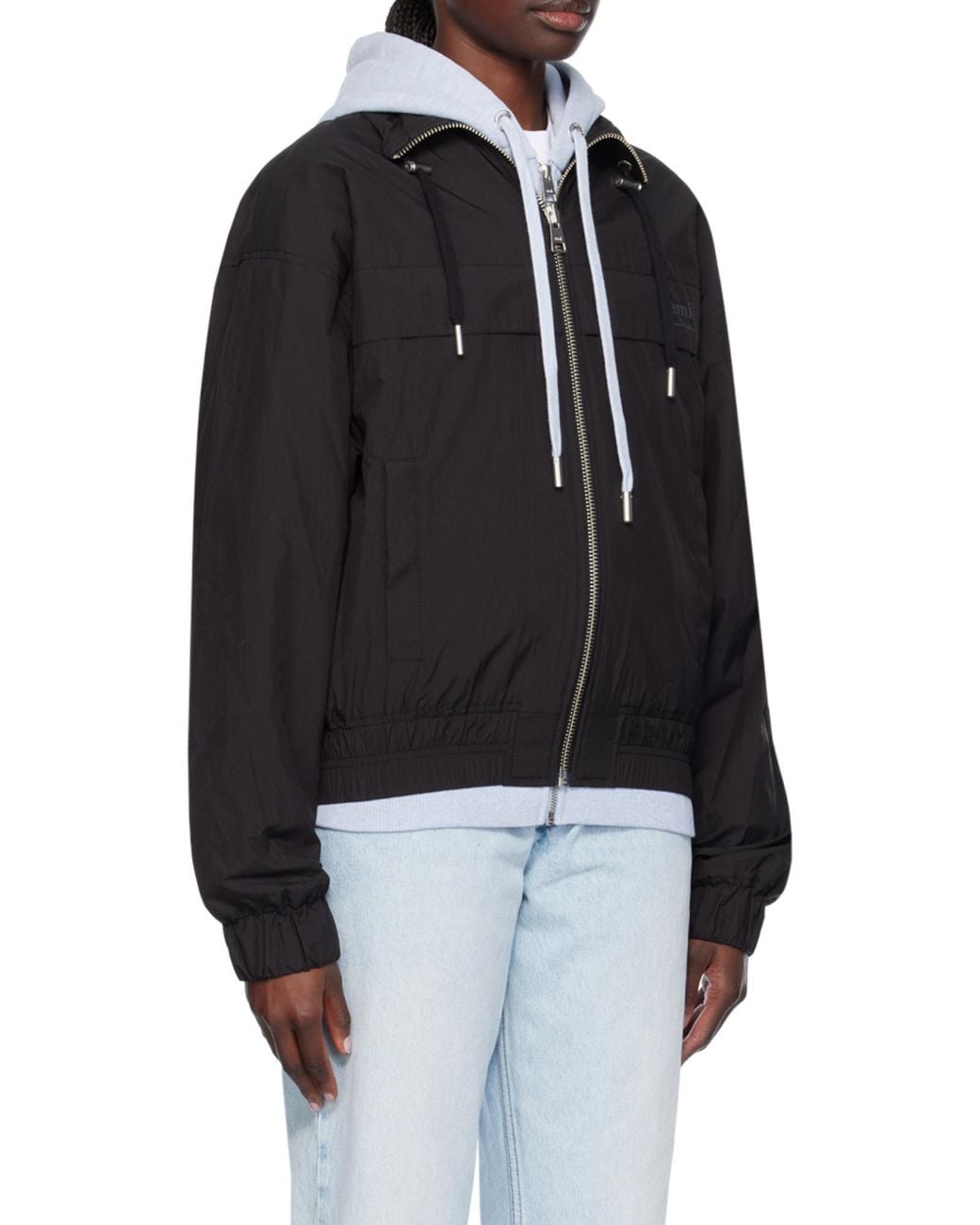 AMI Black Zip-Up Lightweight Jacket for men