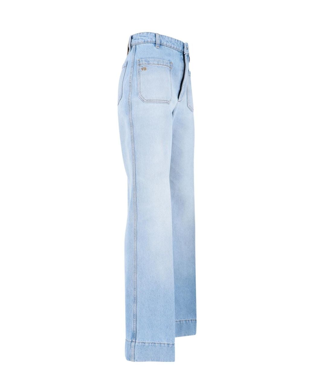 Victoria Beckham Blue Logo Patch Flared Jeans