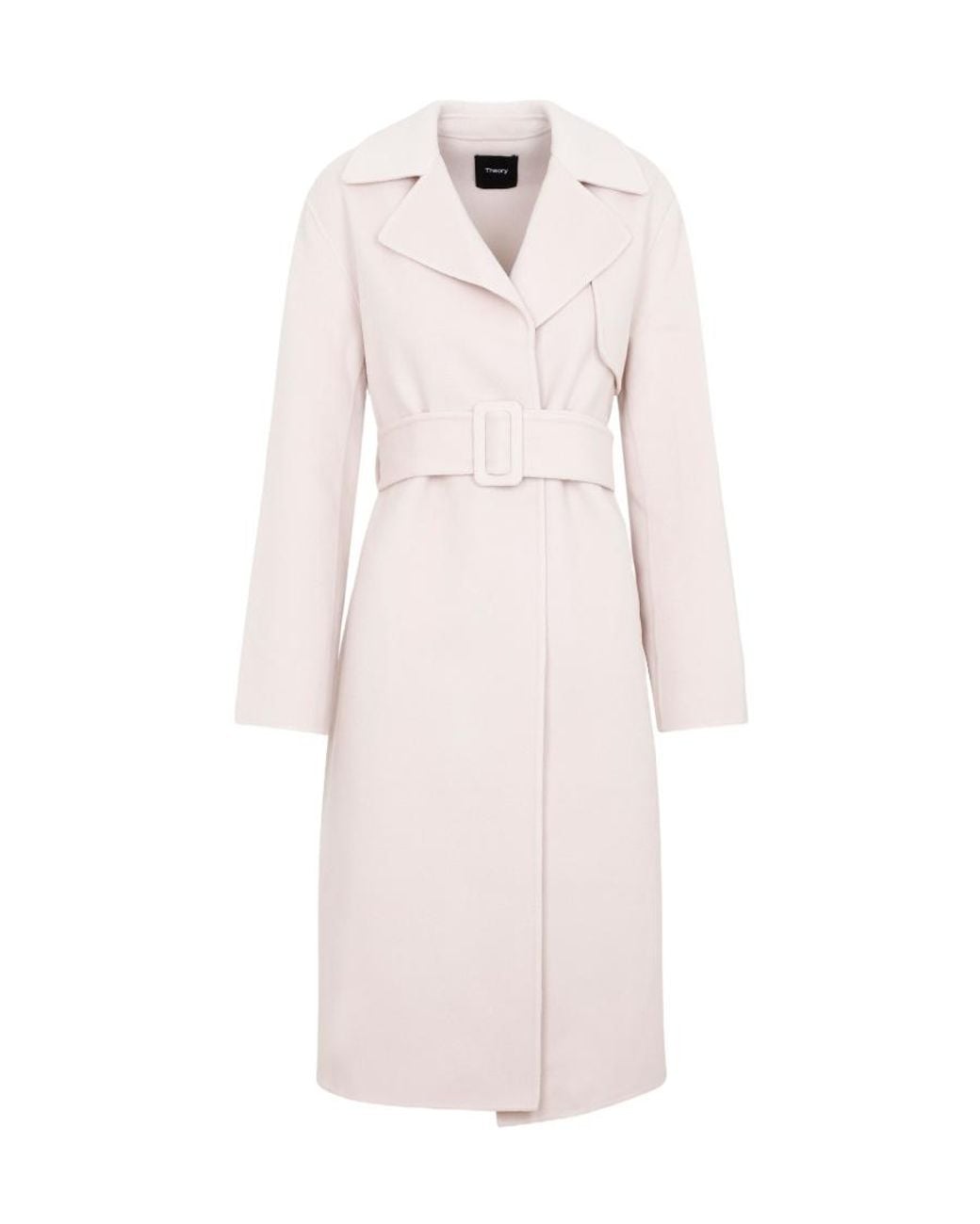 Theory Pink Notched-Lapels Belted Coat