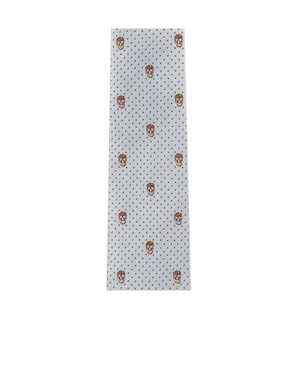 McQueen White Skull-Jacquard Pointed-Tip Tie for men