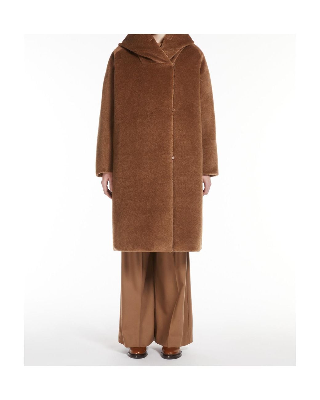 Max Mara Brown The Cube Buttoned Long-Sleeved Reversible Coat