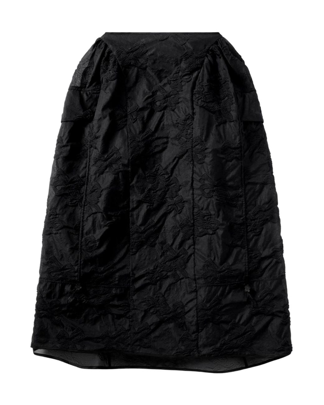 CECILIE BAHNSEN Black Fuana Bow-Jacquard Pleated Midi Skirt