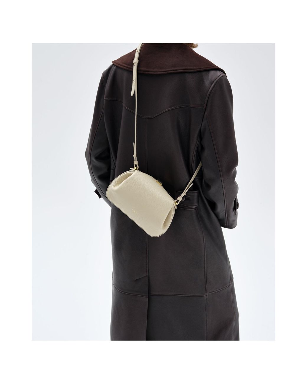 Yuzefi Natural Mini Oyster Grained-Leather Shoulder Bag