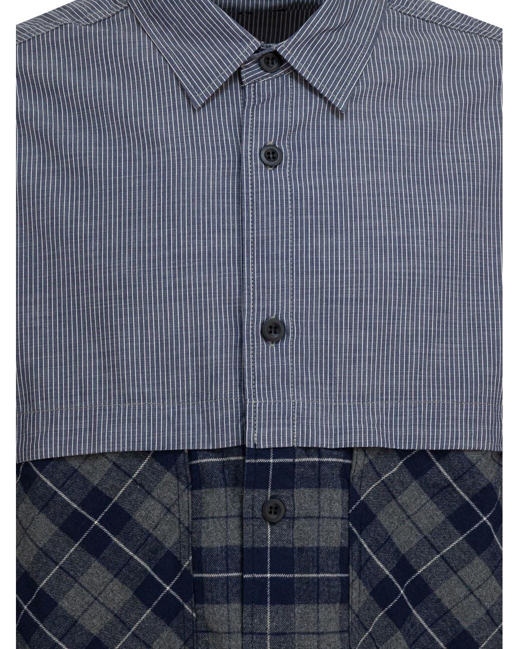Comme des Garçons Blue Striped Checked Cotton Shirt for men