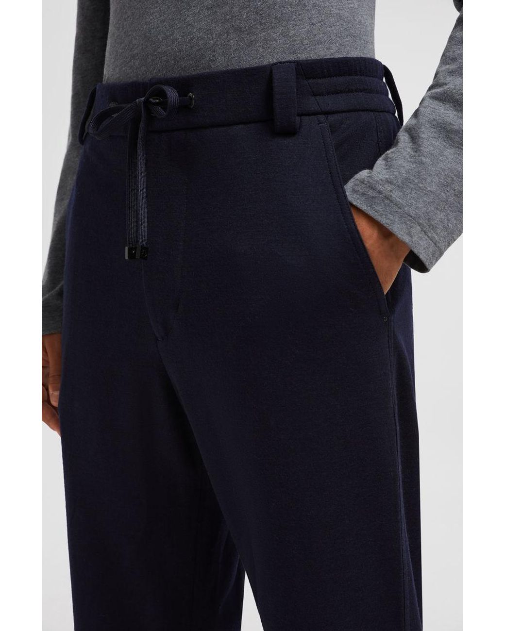 Moncler Blue Drawstring Straight-Leg Trousers for men