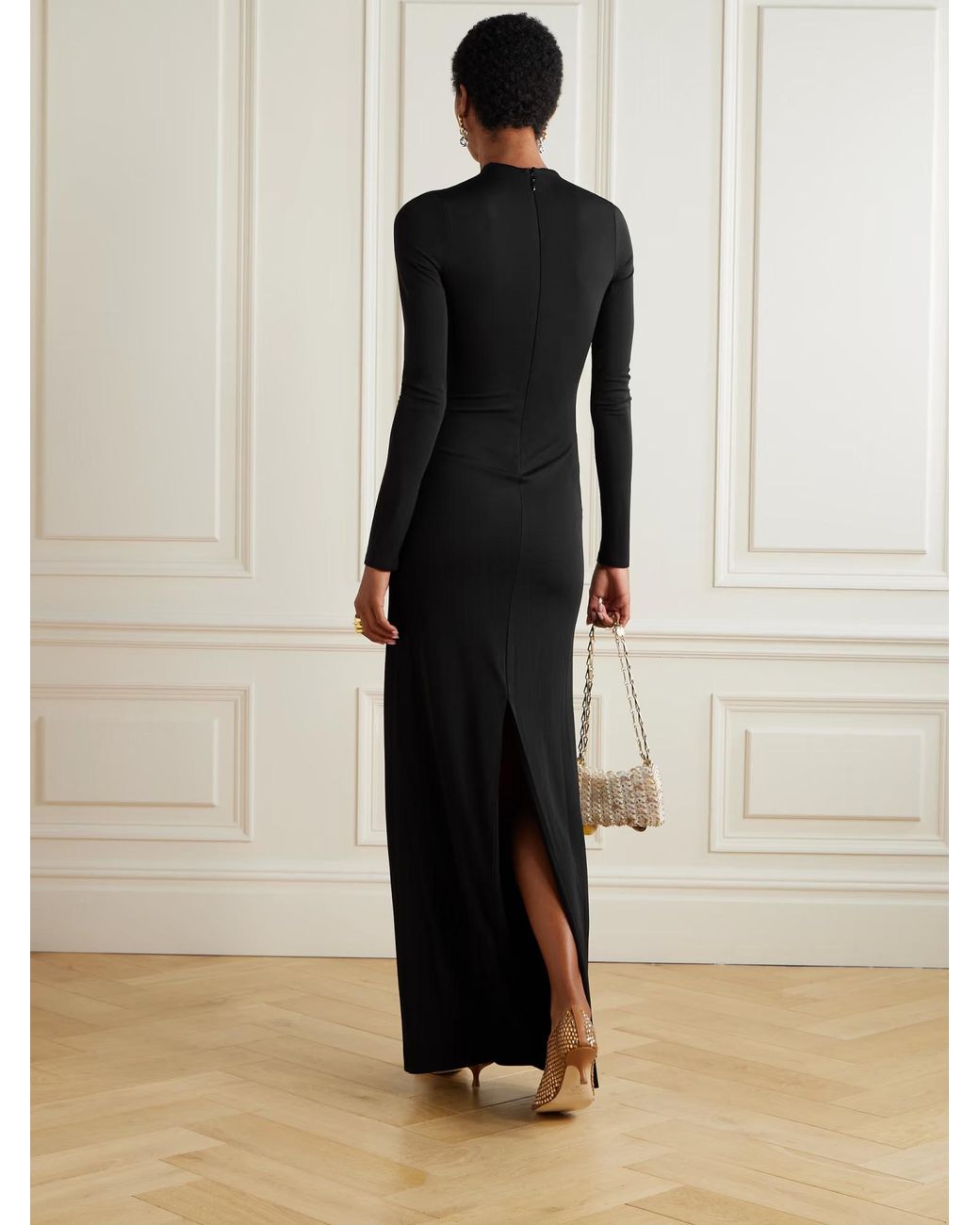 Cult Gaia Black Jacenta Embellished Cutout Jersey Gown