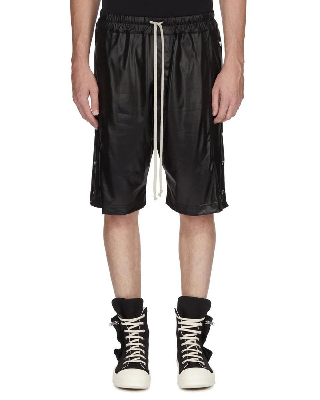 Rick Owens Black Wide Pusher Shorts for men