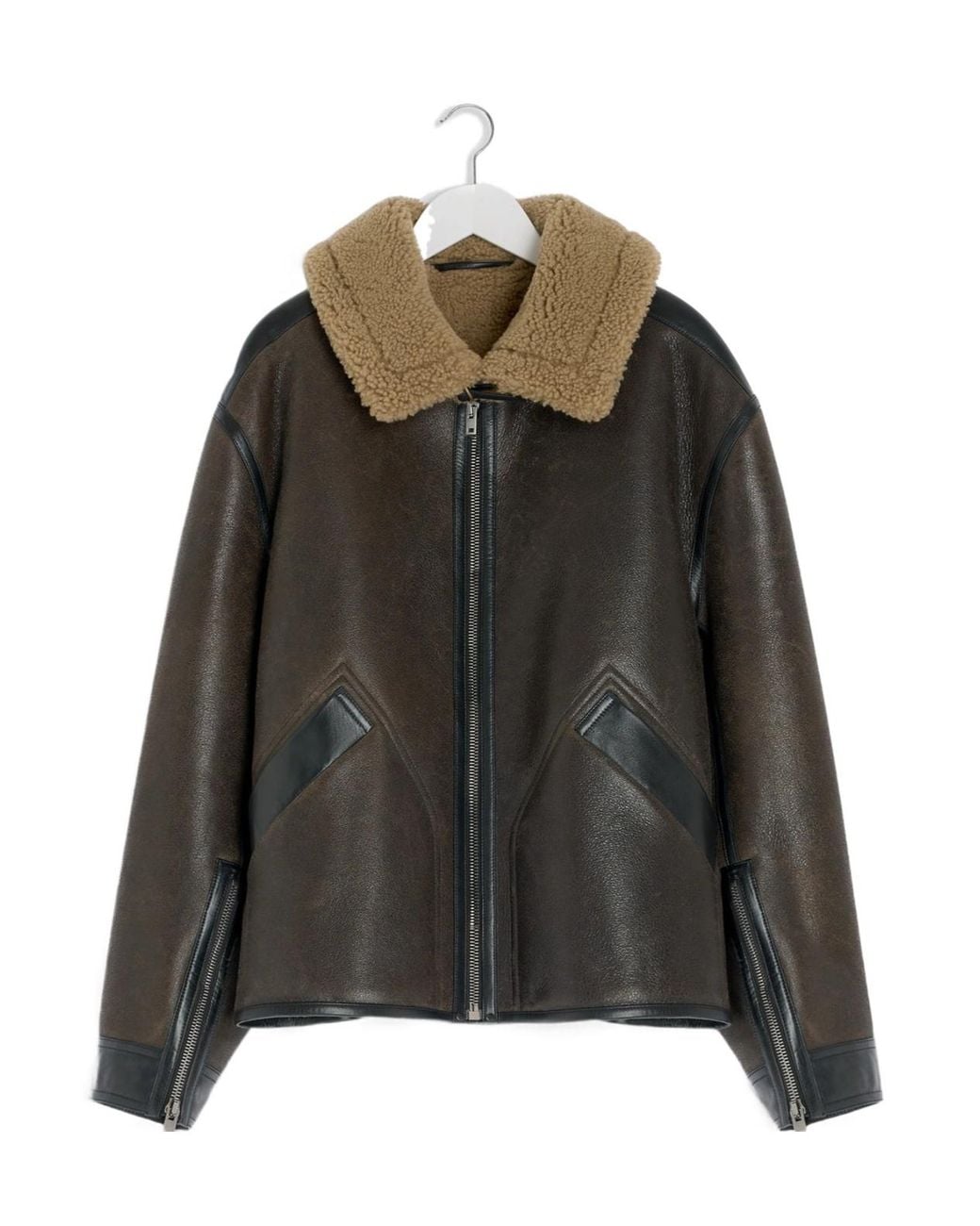Lemaire Black Shearling-Trim Jacket for men