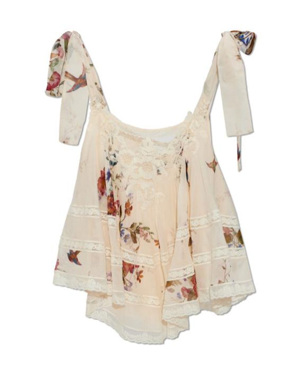 Zimmermann Pink Floral Lace-Trim Mini Dress