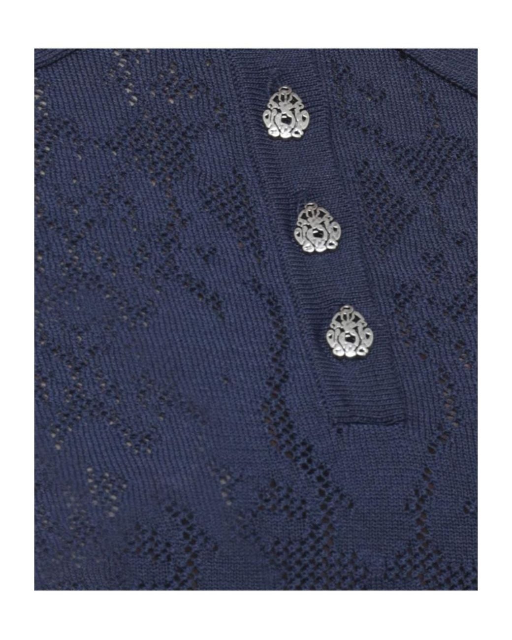 Dondup Blue Open-Knit Short-Sleeved Polo Shirt