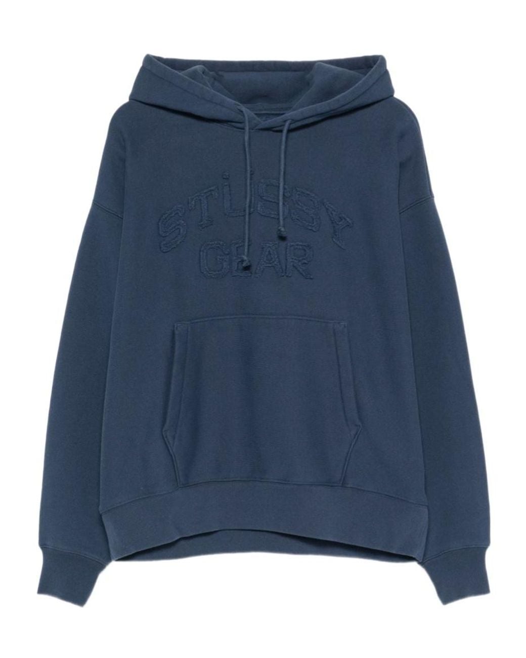 Stussy Blue Long-Sleeved Hooded Sweatshirt for men