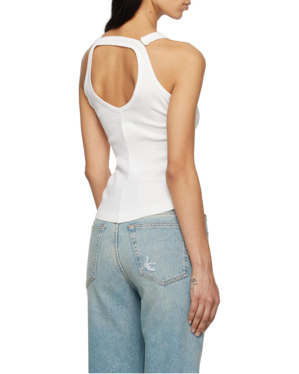 MM6 by Maison Margiela White Strap-Detailed Open-Back Tank Top