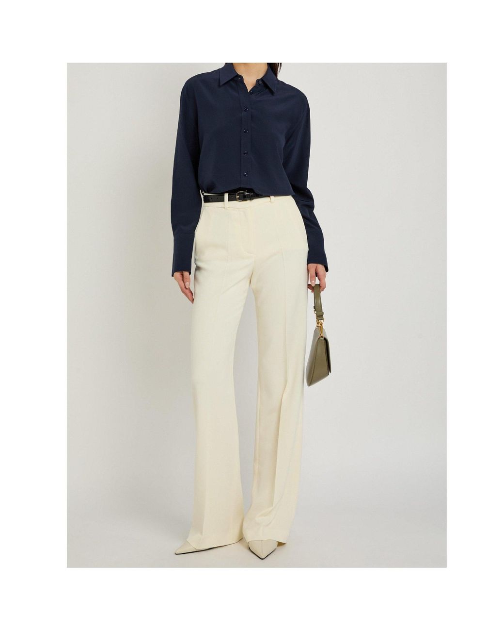 Joseph Blue Pointed Collar Long-Sleeved Shirt