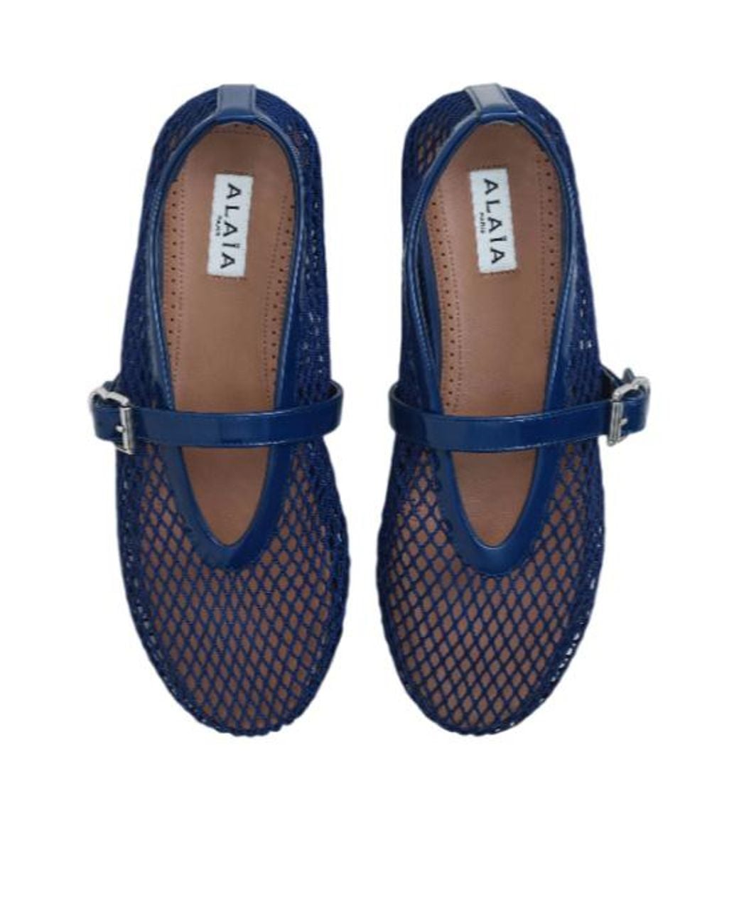 Alaïa Blue Alaïa Fishnet Ballet Flats