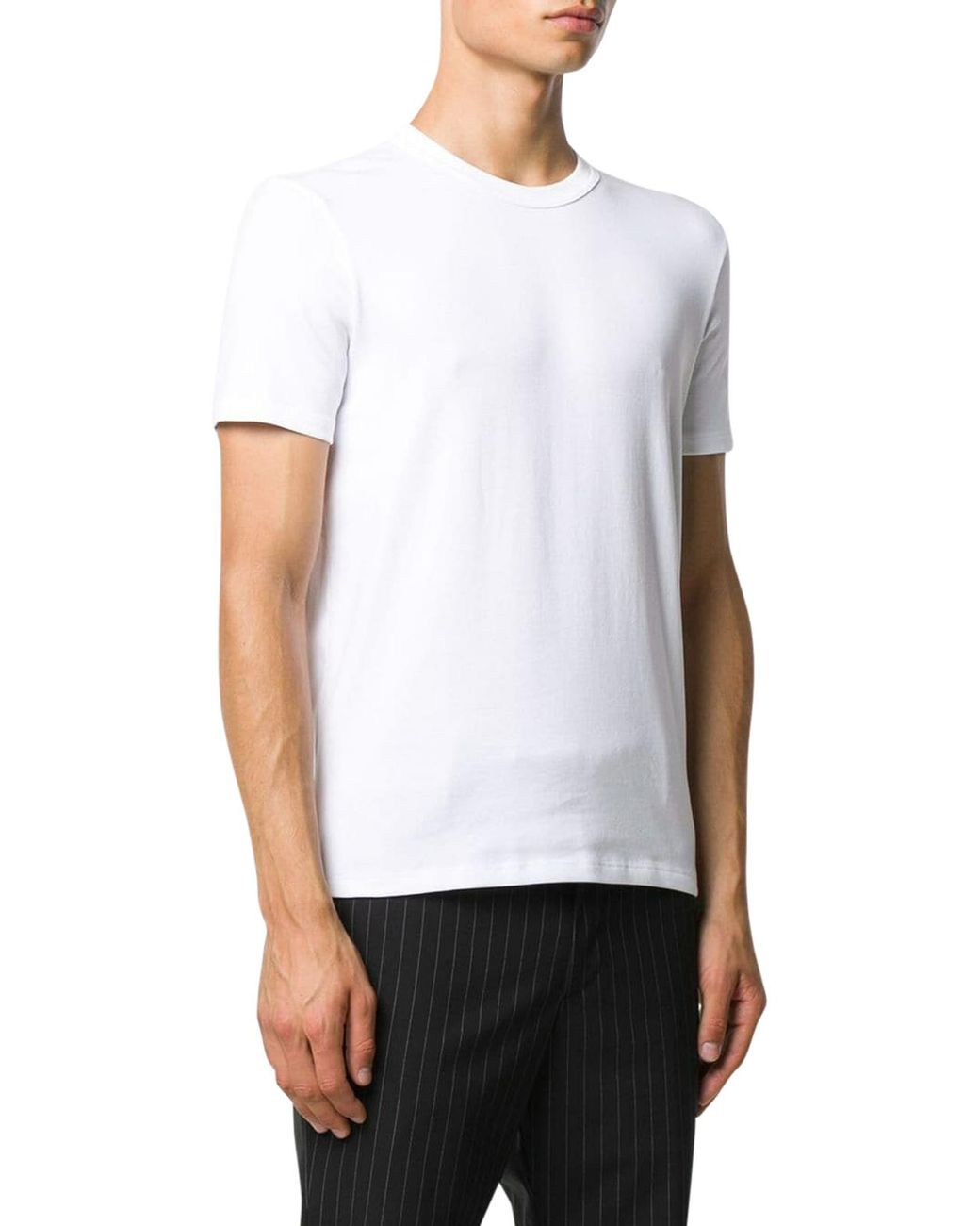 Tom Ford White Logo Round Collar Short-Sleeved T-Shirt for men