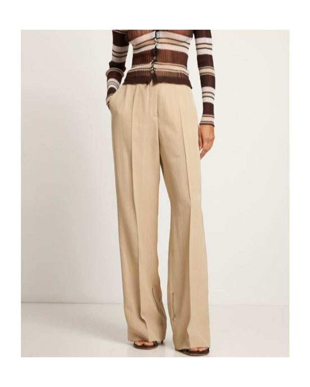 Jacquemus Natural Le Pantalon Astouin Silk Blend Pants