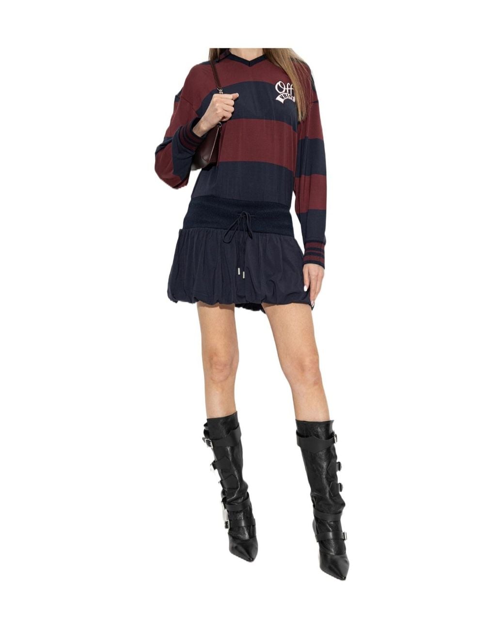 Off-White c/o Virgil Abloh Blue Striped Interlock Polo Minidress