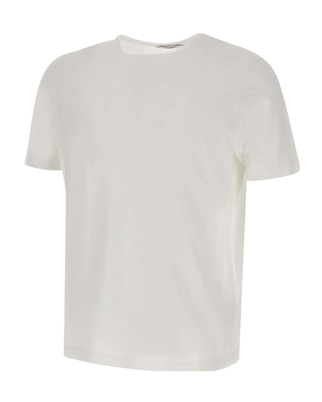 Kangra Cashmere White Kangra Crew Neck Regular Fit T-Shirt for men