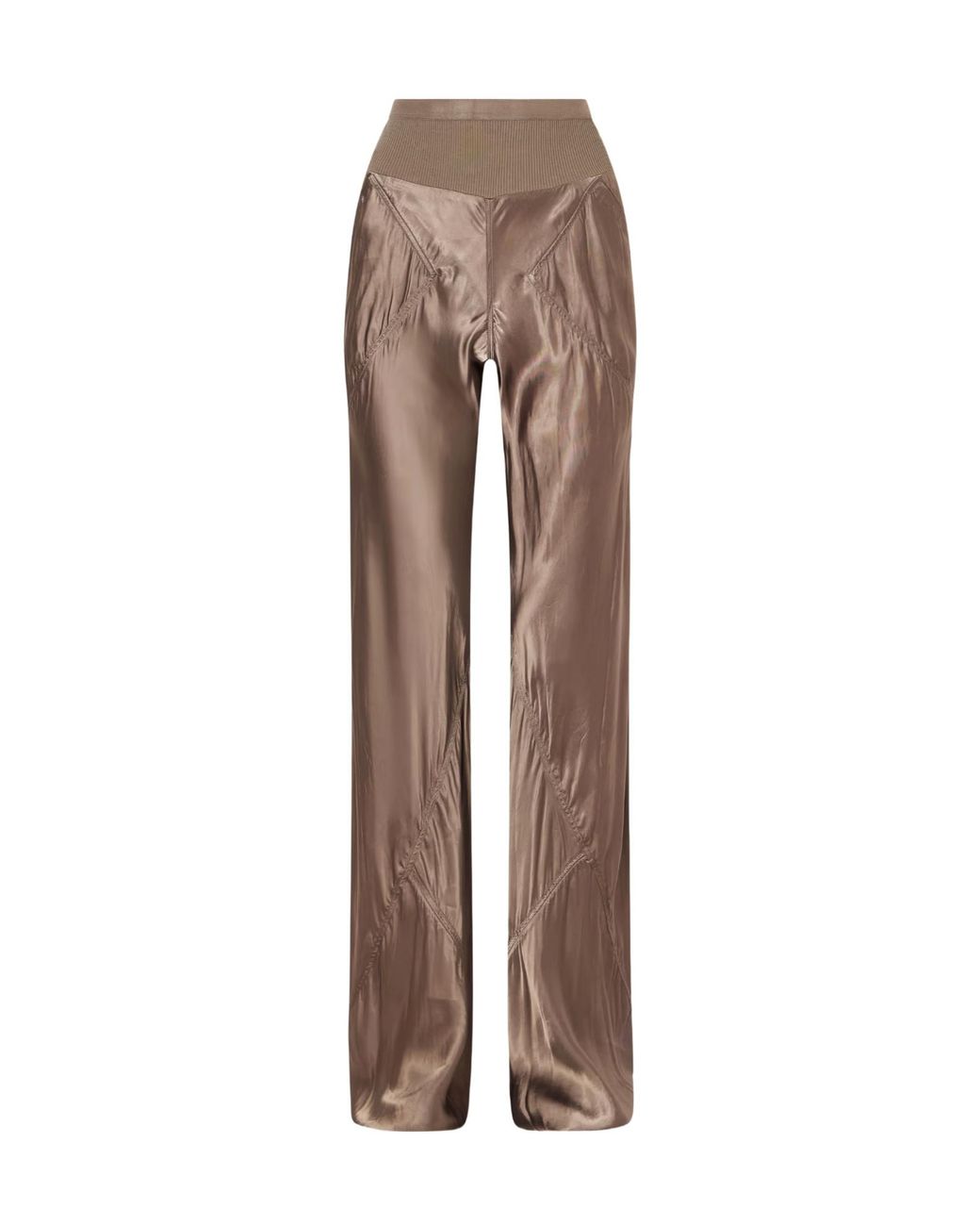 Rick Owens Brown Bias Satin Flared Pants