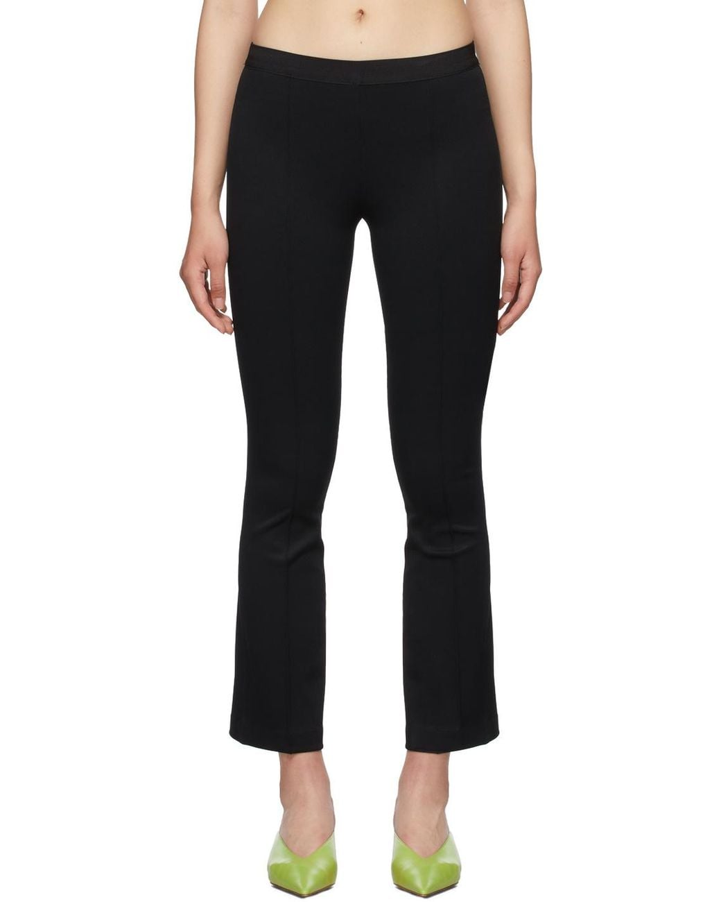 Helmut Lang Black Cropped Flared Ribbed Leggings