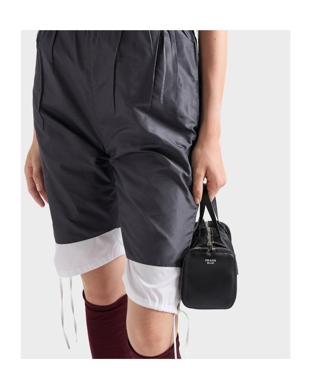 Prada Black Re-Nylon And Leather Foldable Mini Duffel Bag