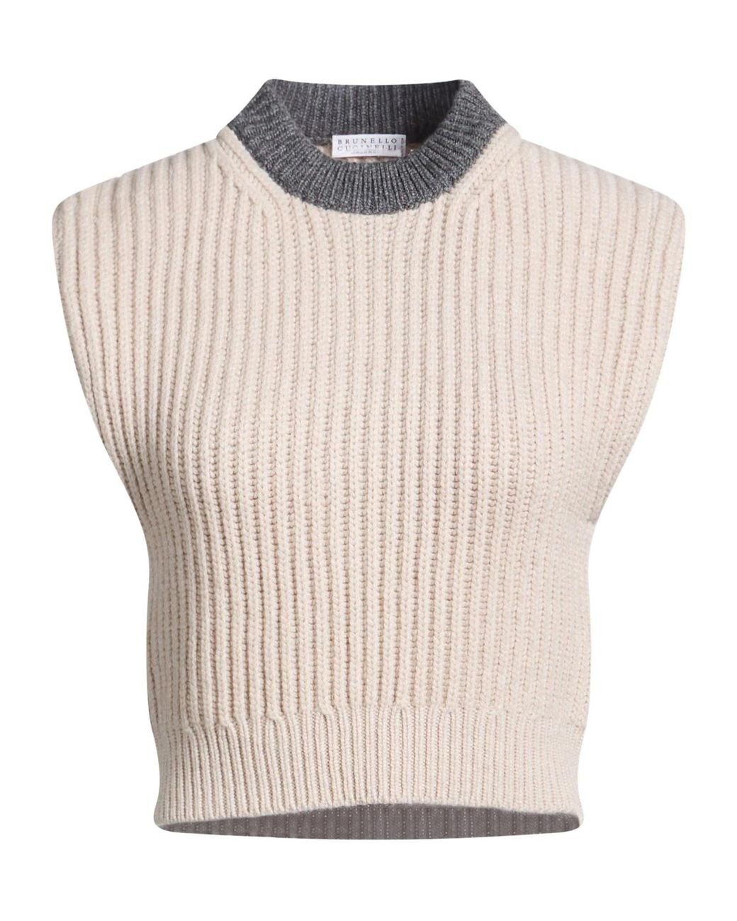 Brunello Cucinelli White Solidcolor Cashmere Shortsleeve Knit Top