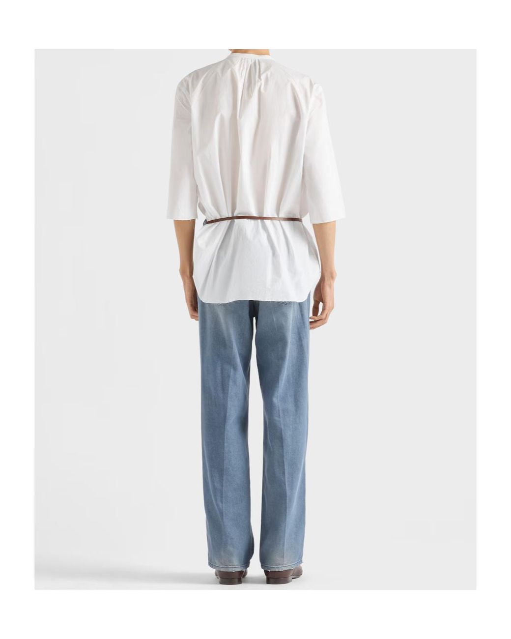 Prada Blue Logo Patch Straight-Leg Jeans for men