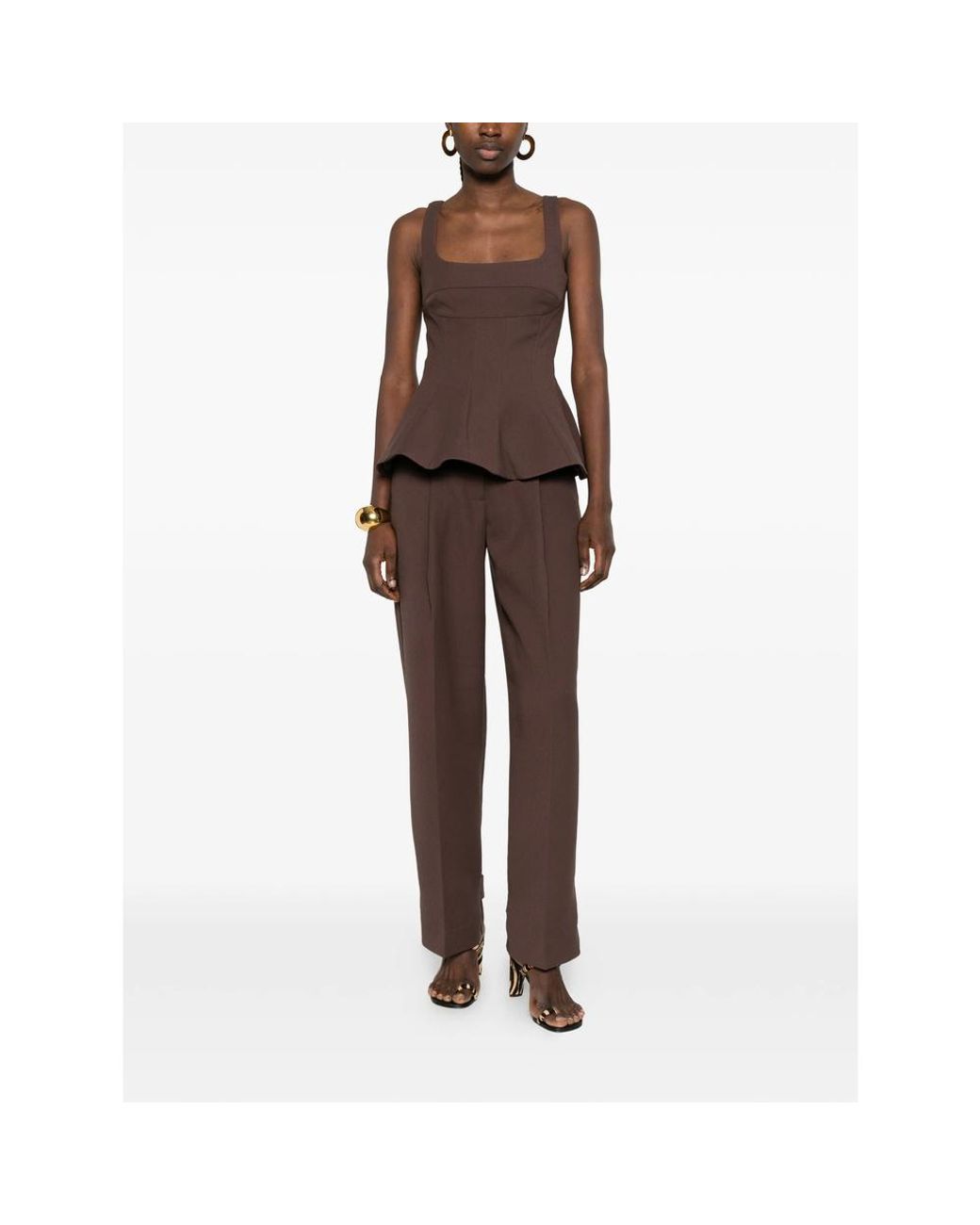 Stine Goya Brown Square-Neck Top