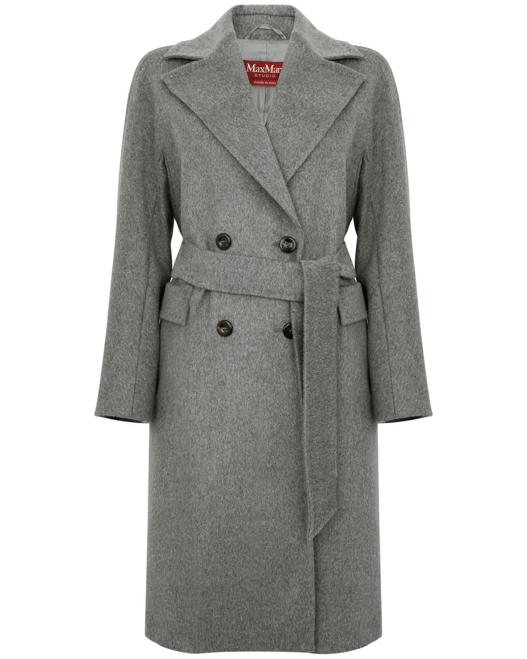 Max Mara Gray Astro Belted Double-Breasted Coat