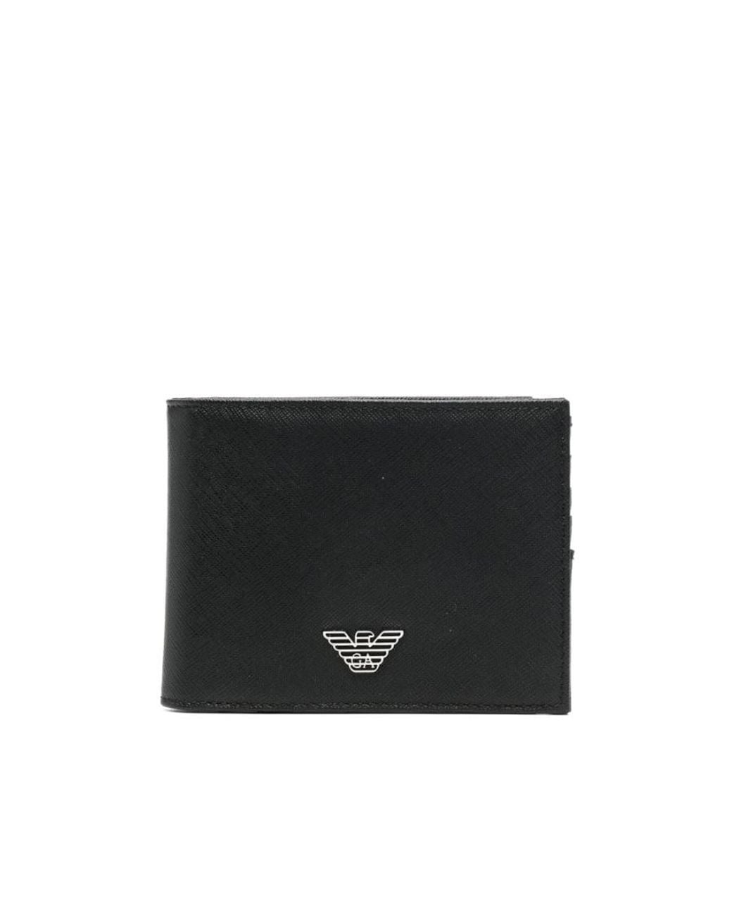 Emporio Armani Black Logo Plaque Bifold Wallet for men