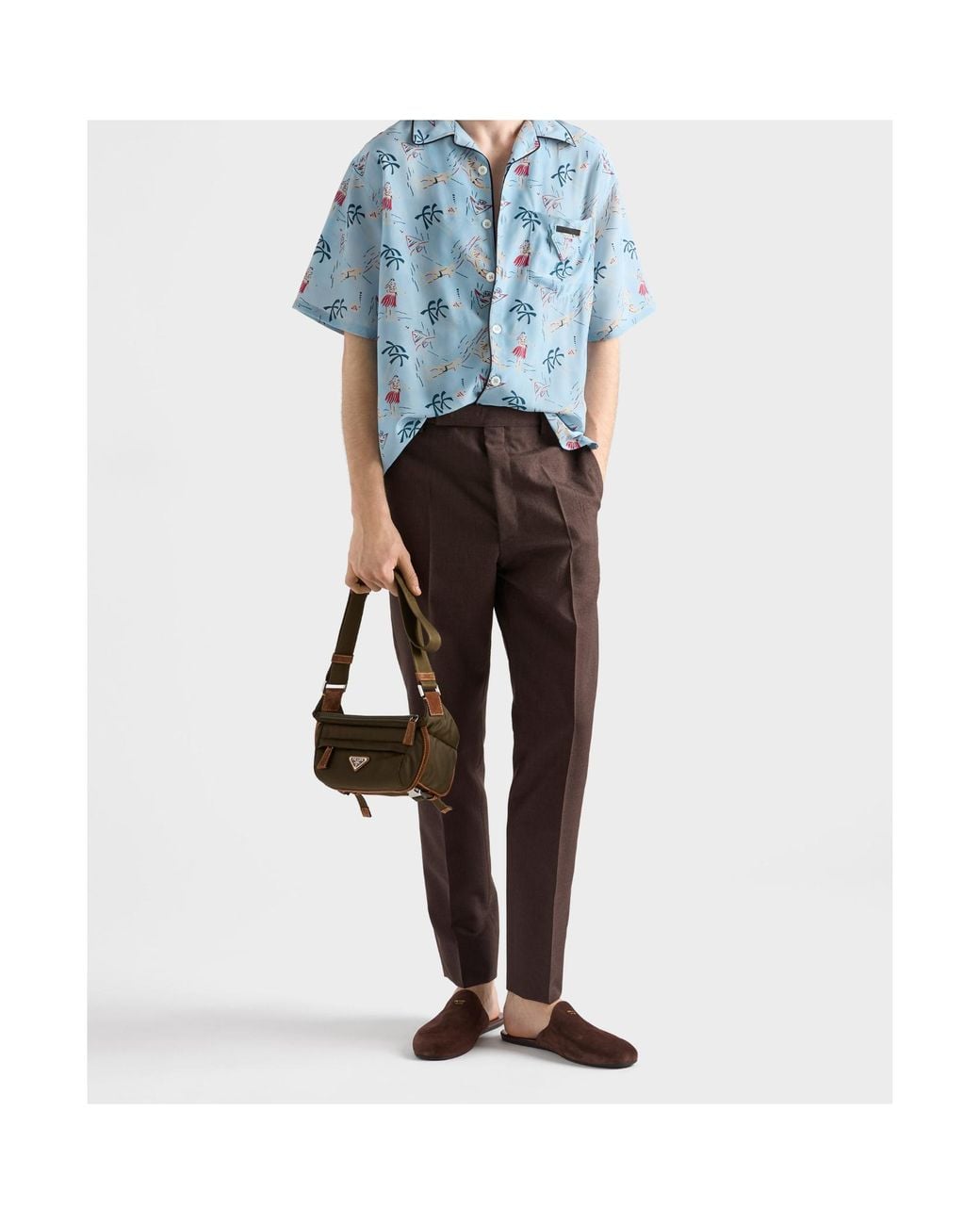 Prada Brown Mohair And Silk Pants for men