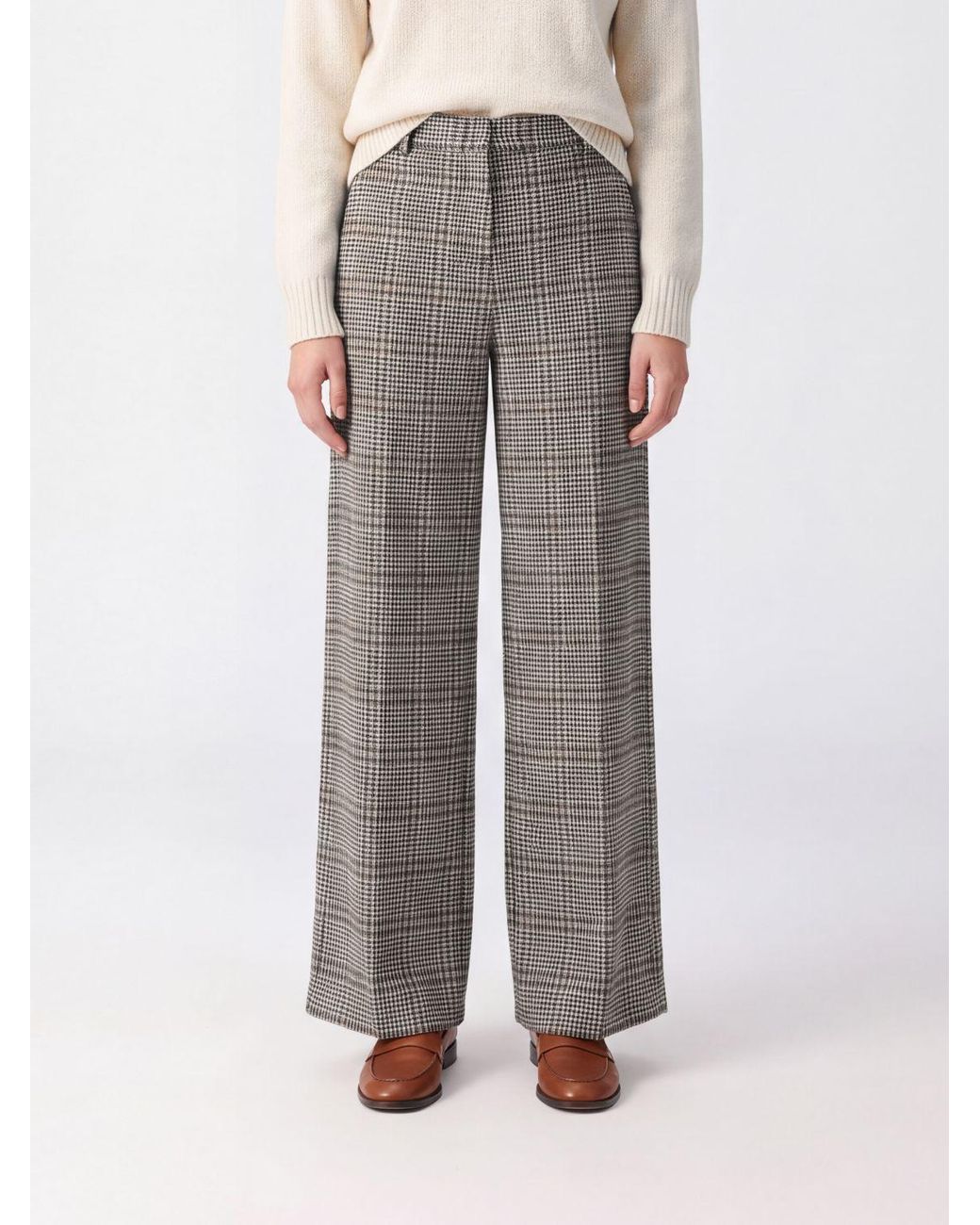 Fabiana Filippi Gray Check Jersey Trousers