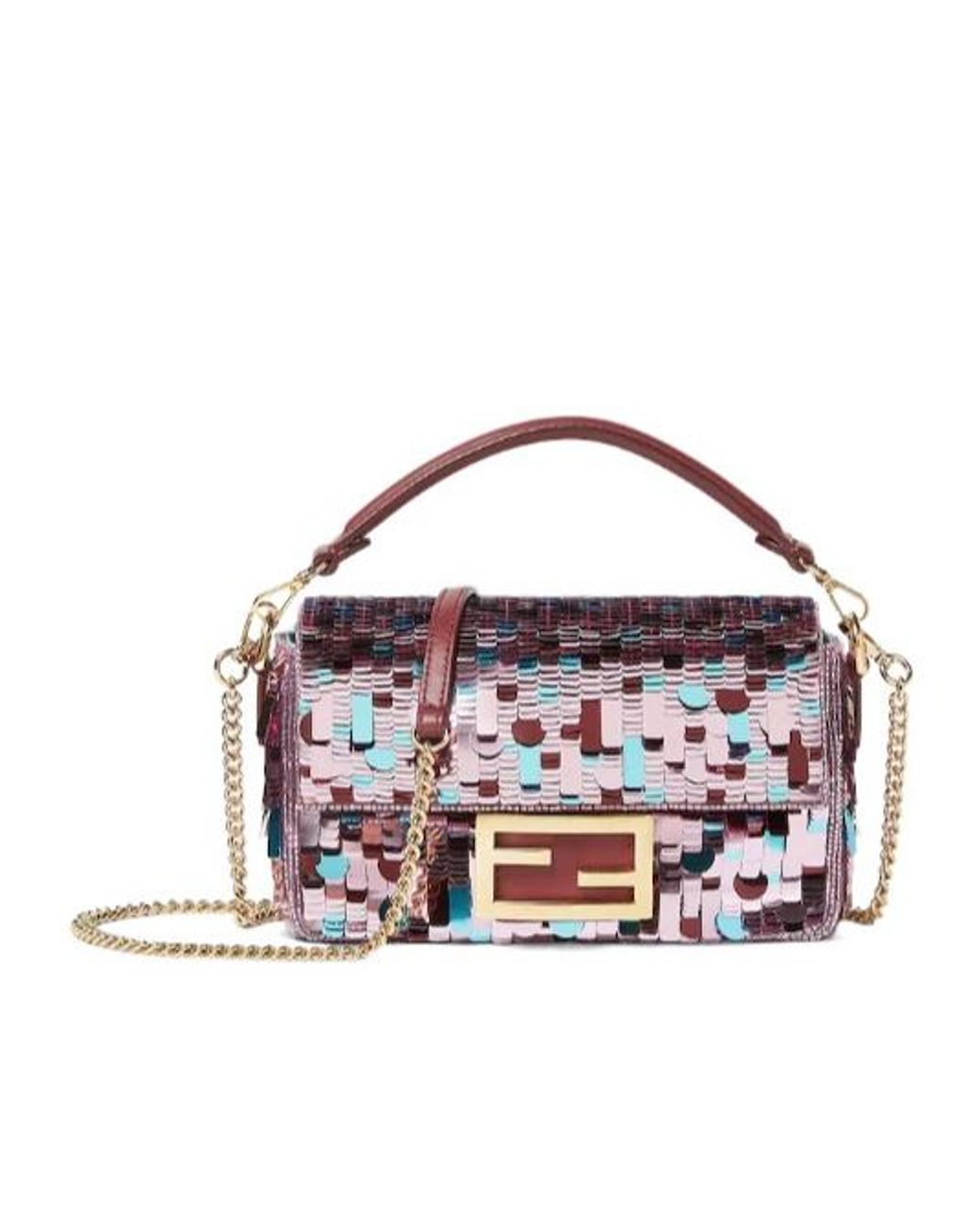 Fendi White Baguette Mini Sequin Bag