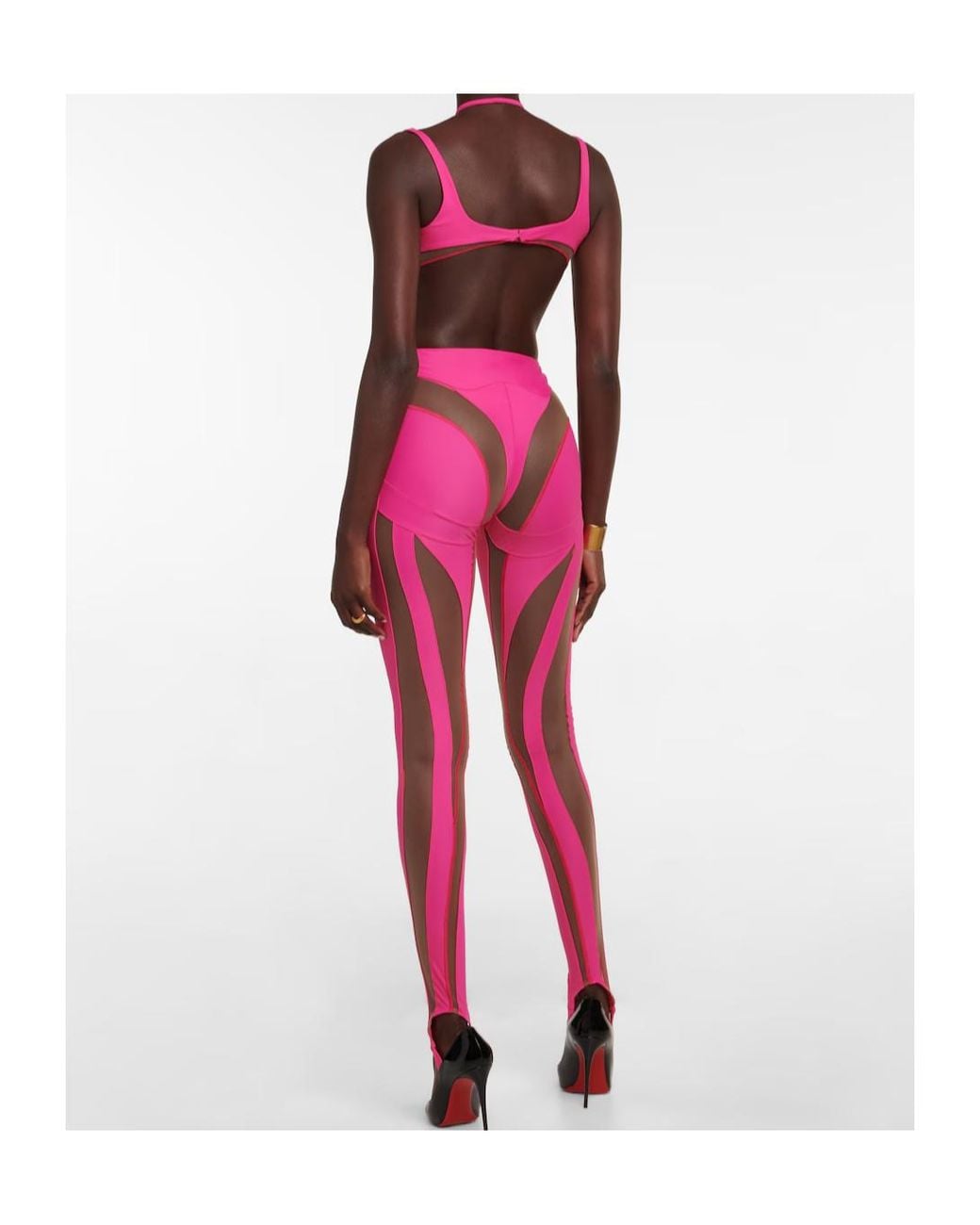 Mugler Pink Cutout Bodysuit