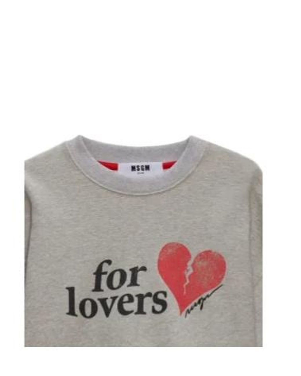 MSGM Gray Heart Cropped Sweatshirt
