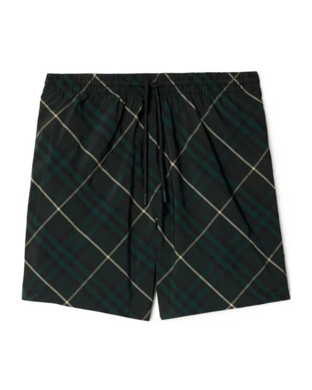 Burberry Green Check-Print Drawstring Swim Shorts for men