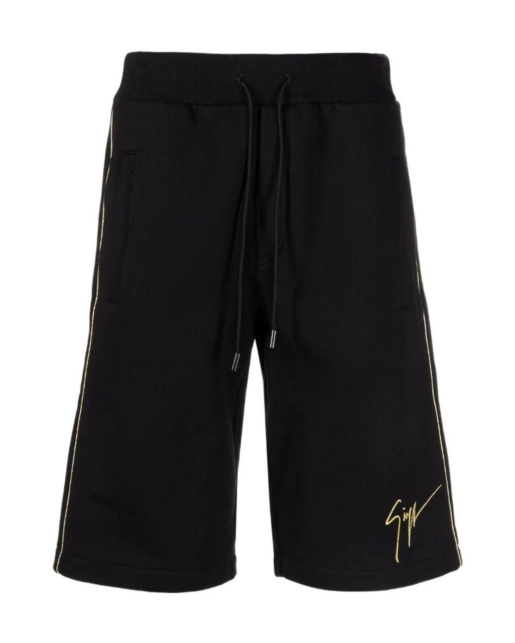 Giuseppe Zanotti Black Logo Embroidered Drawstring Track Shorts for men