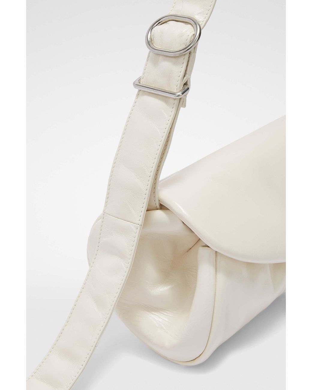 Jil Sander White Cannolo Foldover Large Shoulder Bag