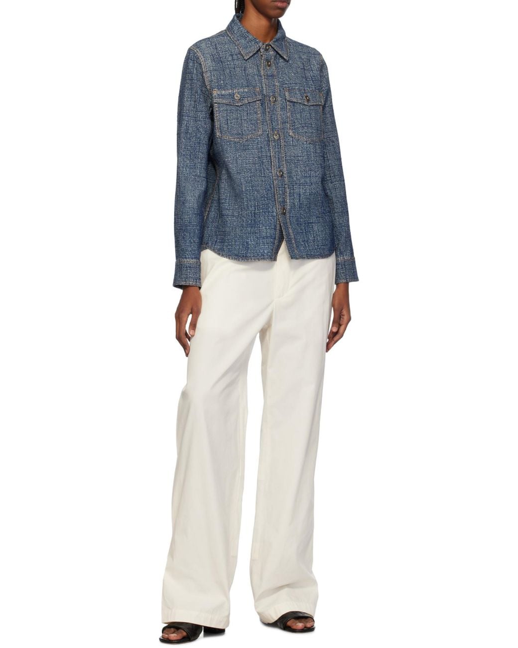 Bottega Veneta Blue Long Sleeved Buttoned Shirt