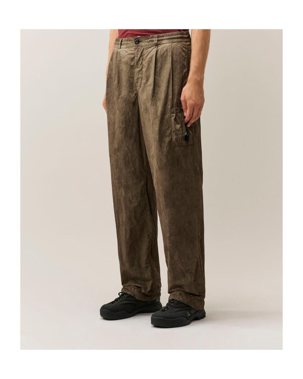 C P Company Natural Flatt Nylon Loose Lens Cargo Pants for men