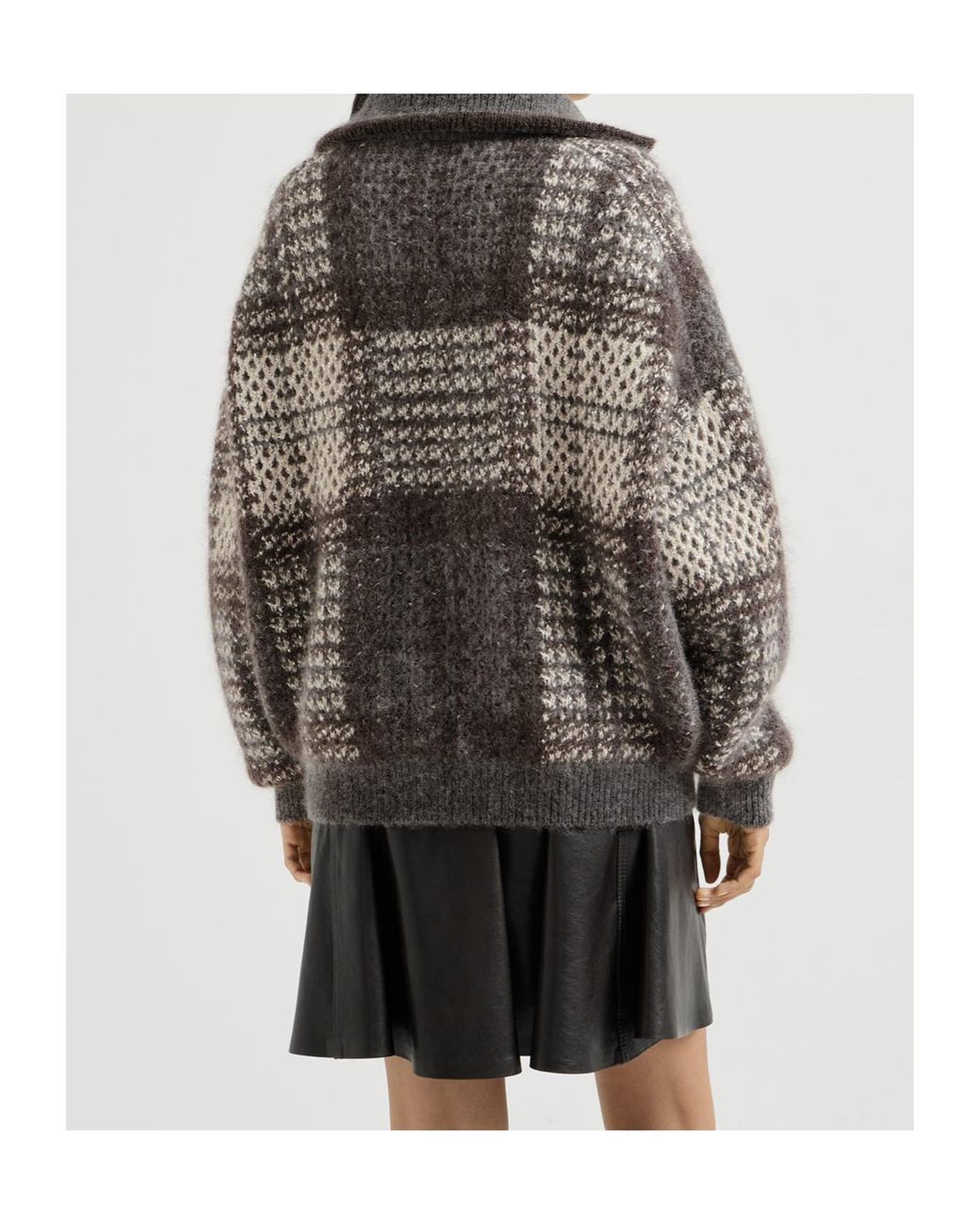 Brunello Cucinelli Gray Embroidered Zip Cardigan