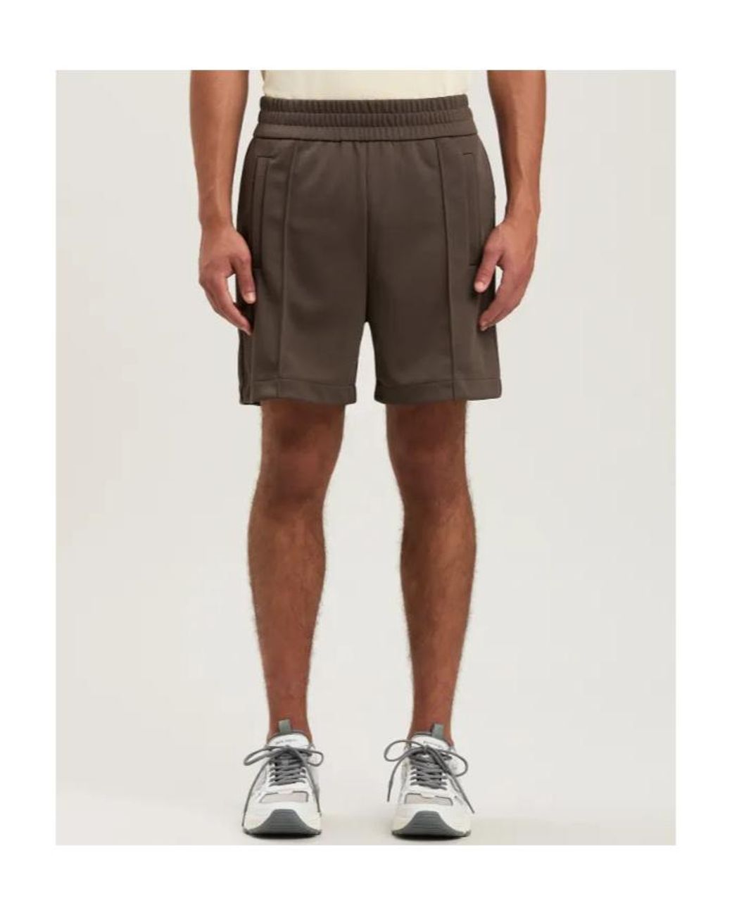 Palm Angels Brown Curved Logo Track Shorts for men