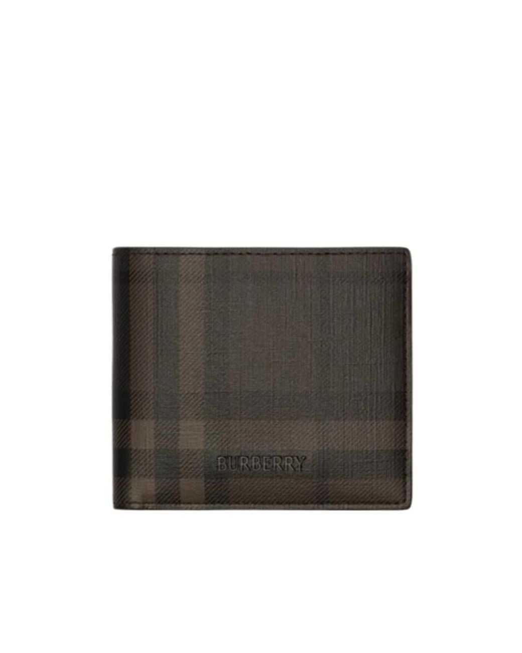 Burberry Black City Check Bifold Wallet for men