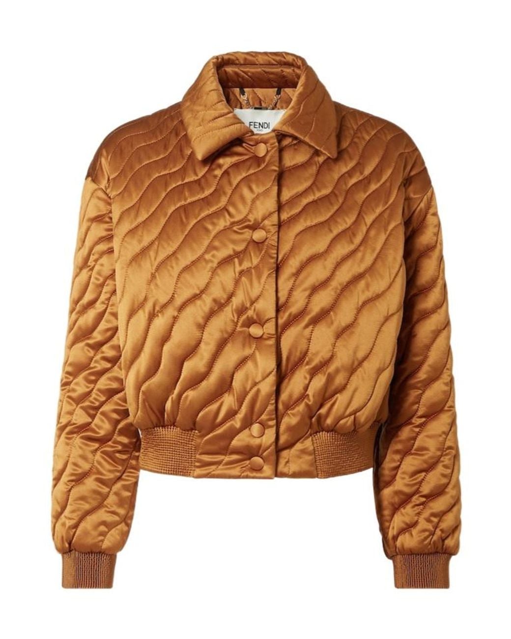 Fendi Brown Caramel Quilted Silk Jacket
