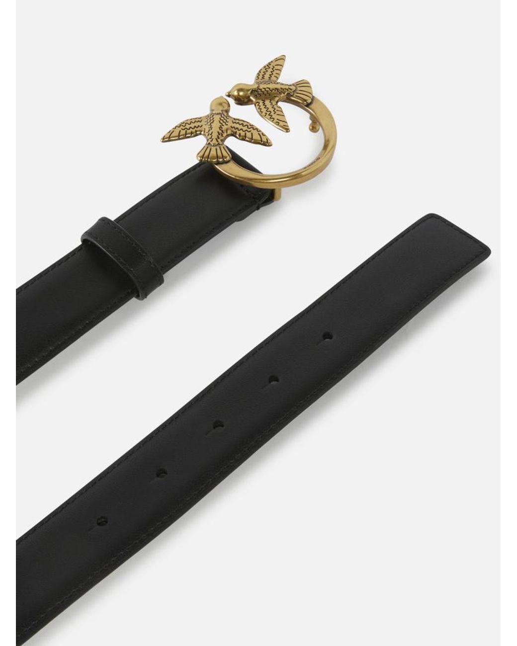 Pinko White Lovebird Metal Buckle Belt