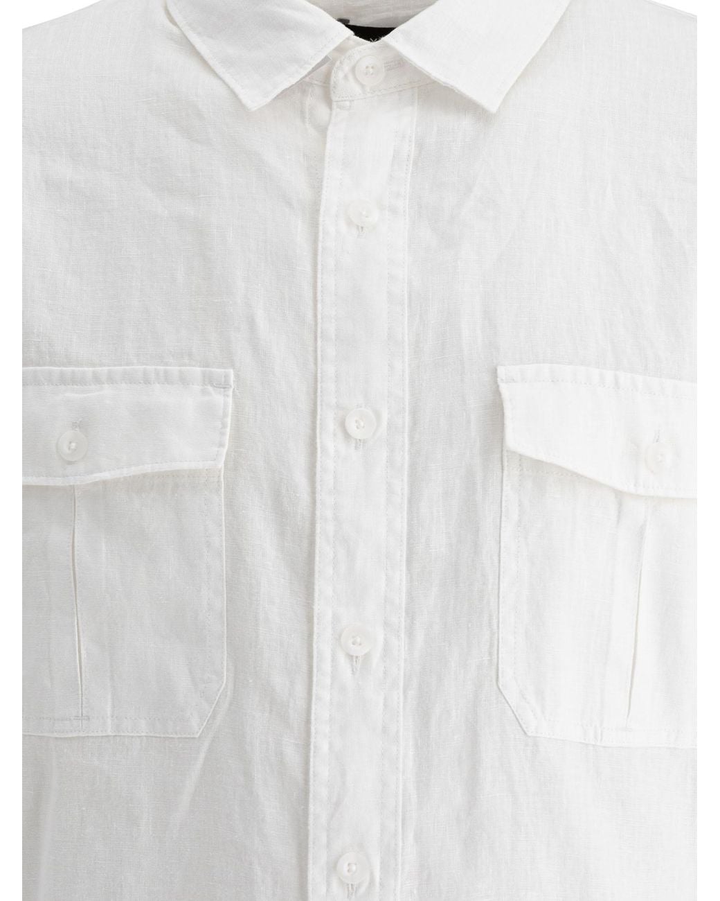 Vince White Double-Pocket Linen Shirt for men