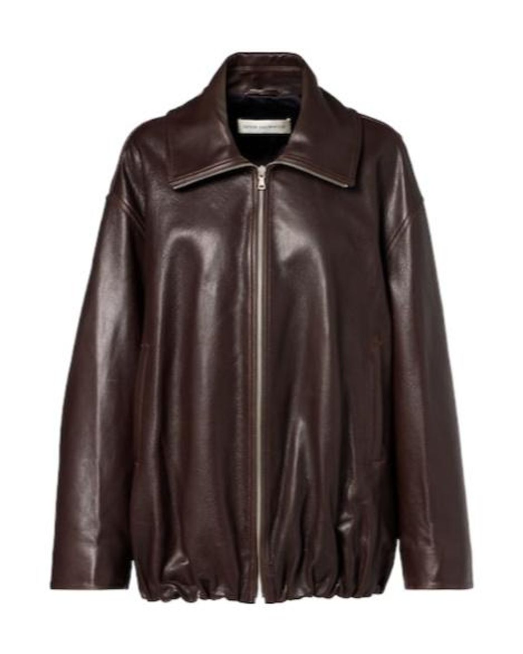 Nour Hammour Brown Elisse Leather Bomber Jacket