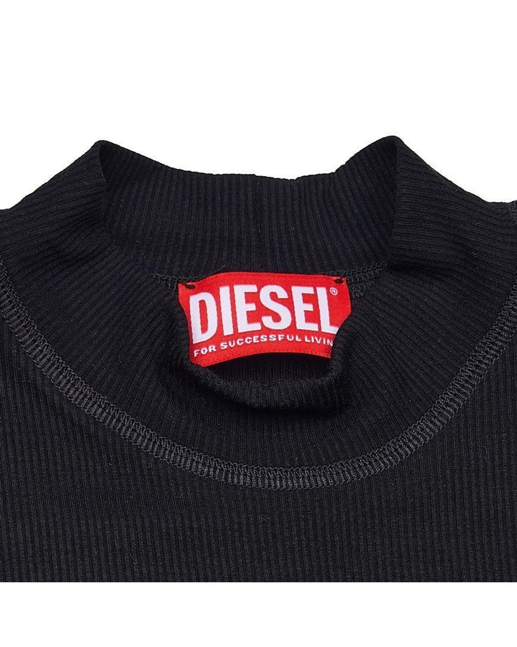 DIESEL Black Mock Neck Ribbed Tank Top