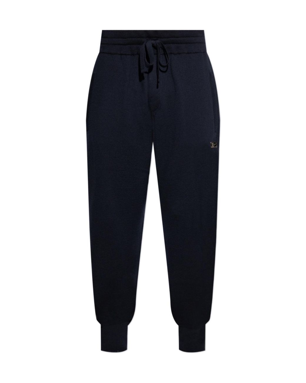 Dolce & Gabbana Blue Logo Plaque Drawstring Pants for men