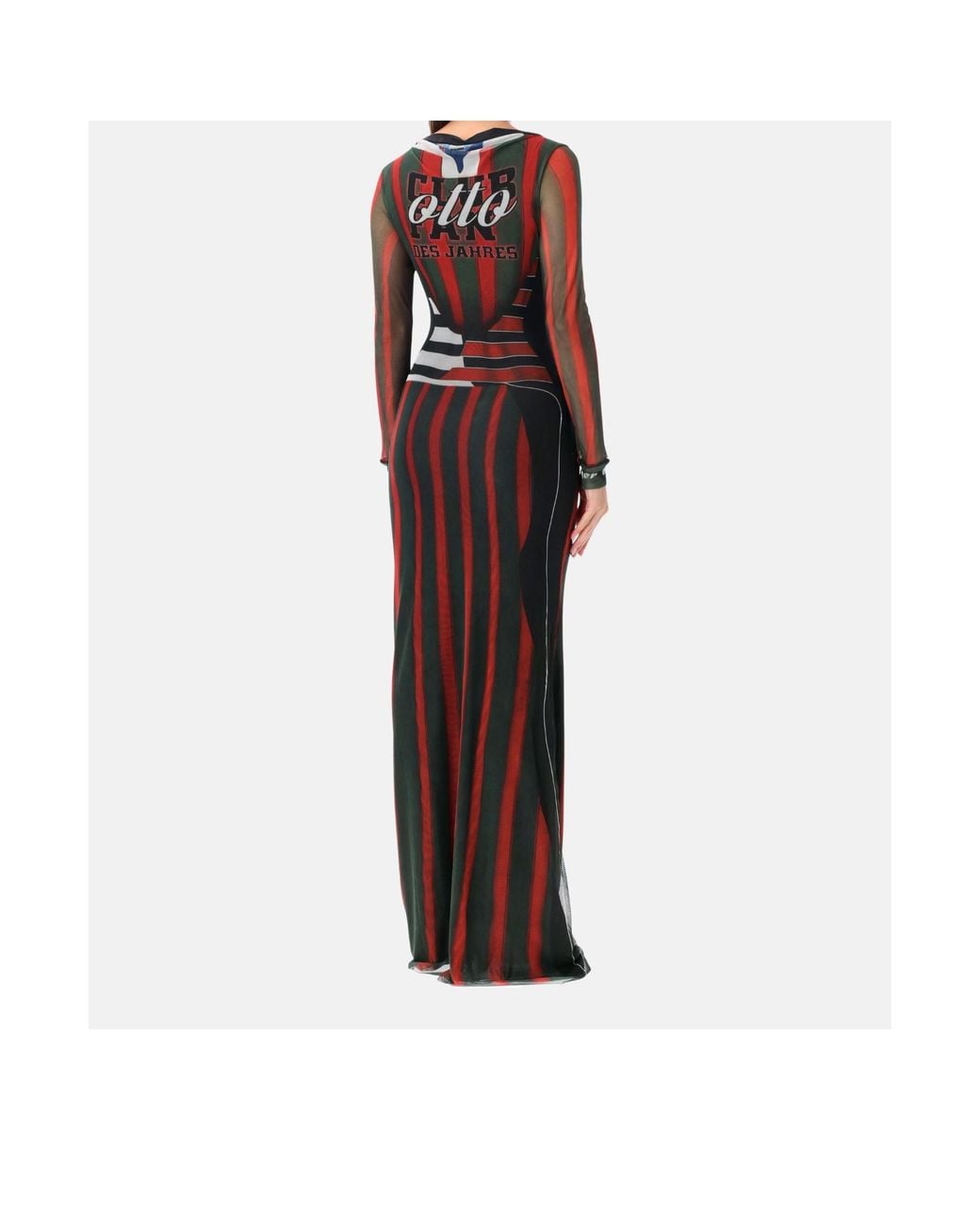 OTTOLINGER Red Mesh Long Sleeve Maxi Dress